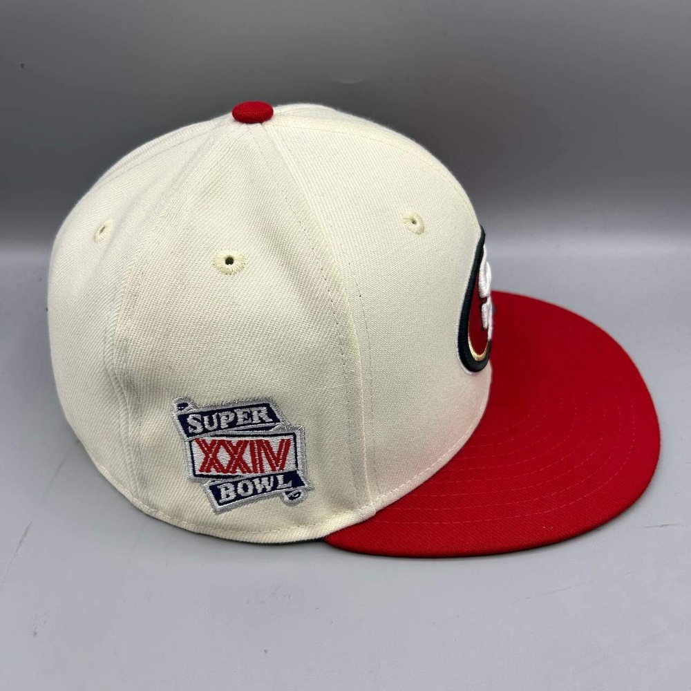 San Francisco 49ers Hat Men 7 1/4 White Red NFL 59Fifty New Era Fitted Cap New